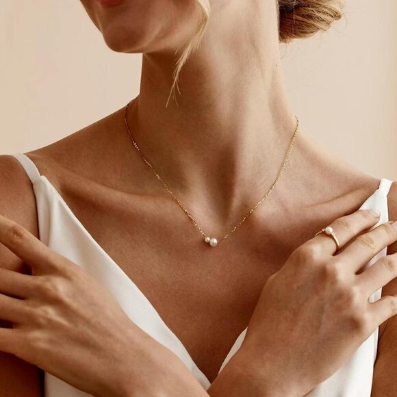 🆕 Women Gold Pearl Choker Necklace Trendy Chain Layered Birthday Jewelry Gifts - Picture 2 of 7